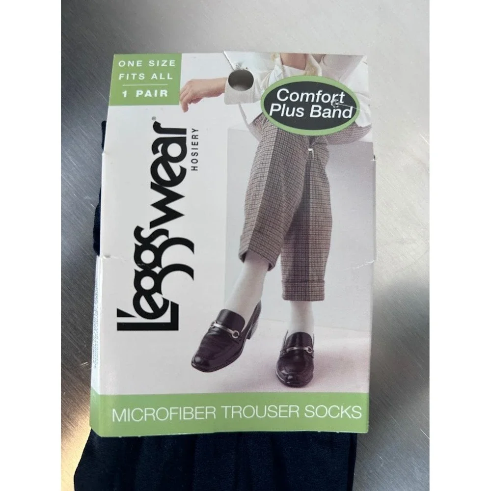 LeggsWear Hosiery Microfiber Trouser Socks Navy Blue One Size Comfort NEW‎